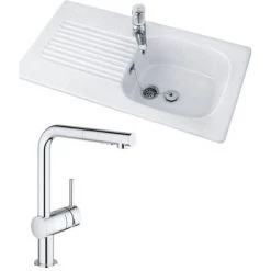 VILLEROY Soldes 21 VILLEROY & BOCH Villeroy Et Boch - Evier Tudor + Robinet Cuisine Minta Grohe
